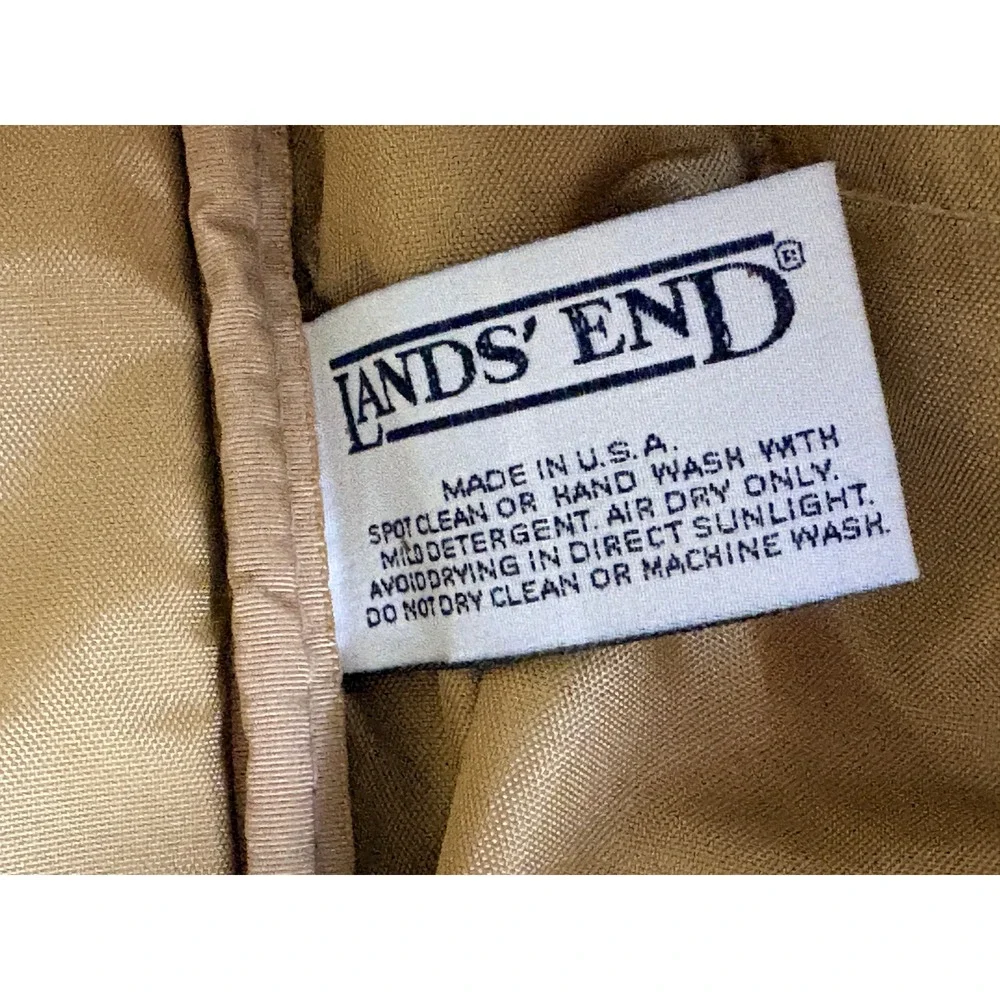 Vintage Lands' End Duffle Bag Canvas Leather USA Made Strap Beige